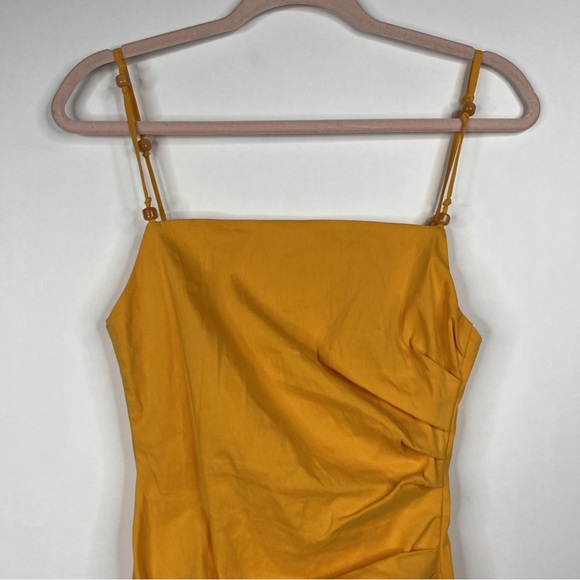 ZARA Linen Blend Draped Mini Dress Tangerine Size XS - Picture 6 of 13